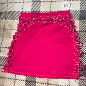 AKIRA Hot Pink Chain Detail Mini Skirt